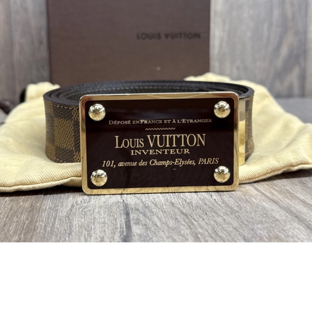 Authentic Louis Vuitton Damier Ebene Canvas Inventeur Reversible Belt 100cm